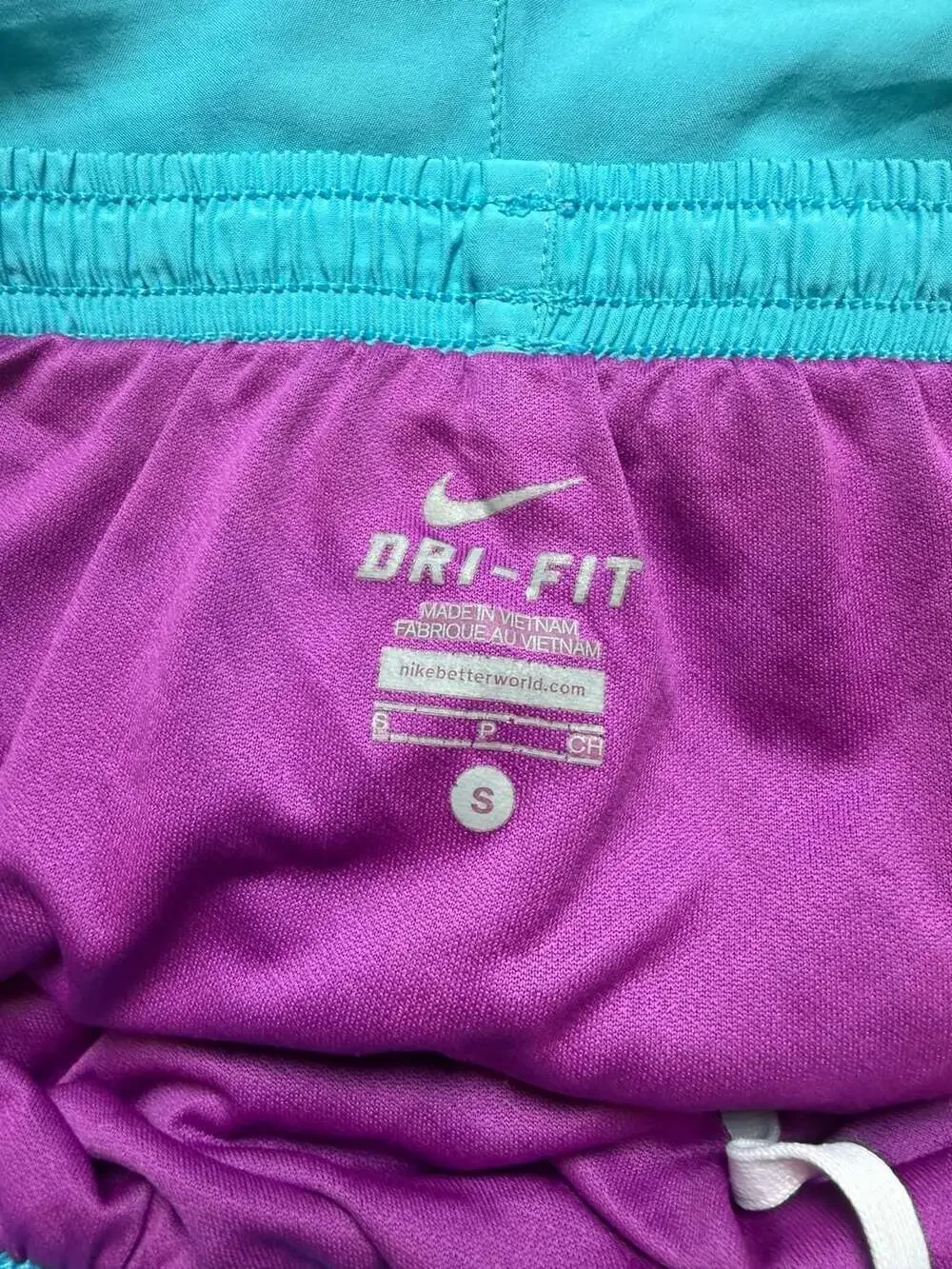 Nike Women's Dri-Fit Tempo Athletic Running Shorts Teal and Purple Size small